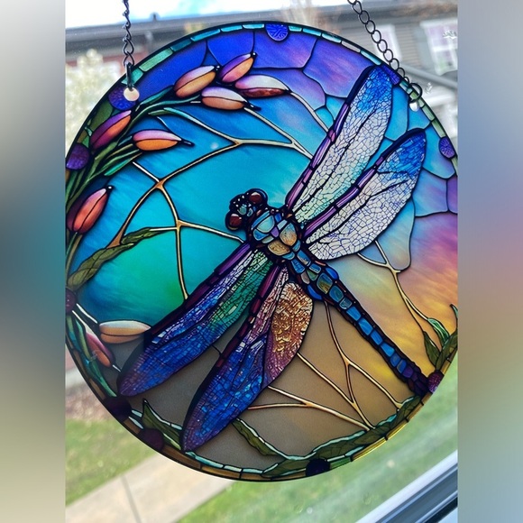 🟣2 for $25🟣 Chromatic colored dragonfly window hanging acrylic disk suncatcher - Picture 4 of 4